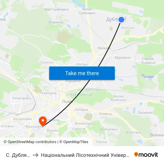 С. Дубляни to Національний Лісотехнічний Університет map