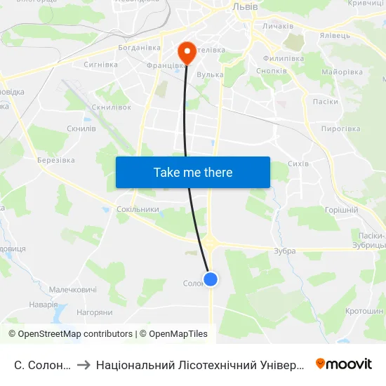 С. Солонка to Національний Лісотехнічний Університет map