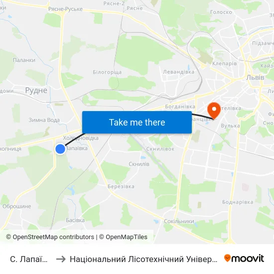 С. Лапаївка to Національний Лісотехнічний Університет map
