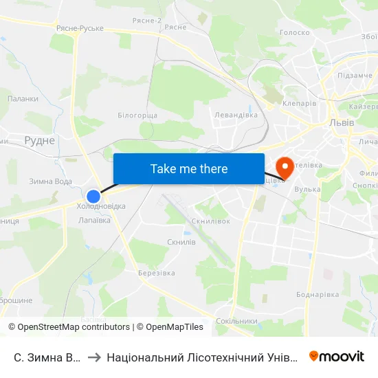 С. Зимна Вода to Національний Лісотехнічний Університет map
