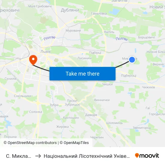 С. Миклашів to Національний Лісотехнічний Університет map
