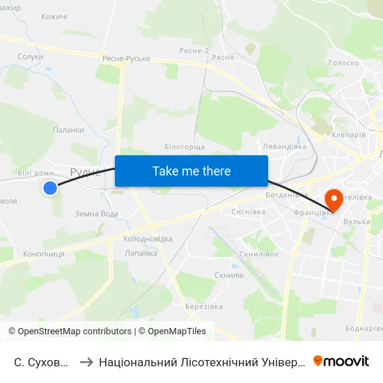 С. Суховоля to Національний Лісотехнічний Університет map