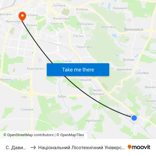 С. Давидів to Національний Лісотехнічний Університет map
