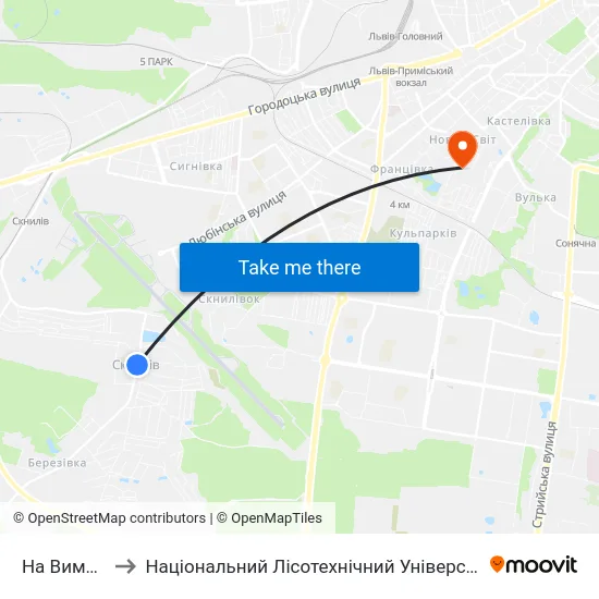 На Вимогу to Національний Лісотехнічний Університет map