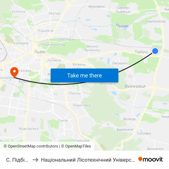 С. Підбірці to Національний Лісотехнічний Університет map
