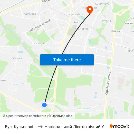 Вул. Кульпарківська to Національний Лісотехнічний Університет map