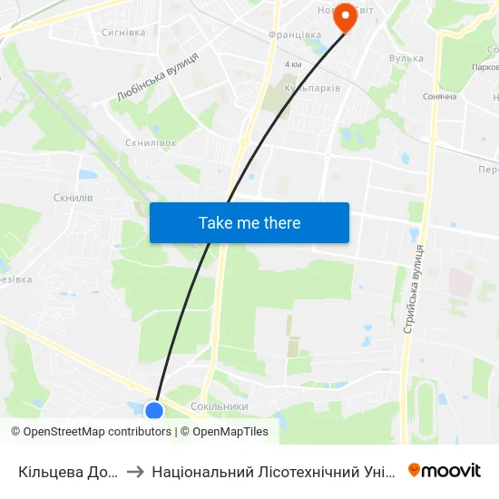 Кільцева Дорога to Національний Лісотехнічний Університет map