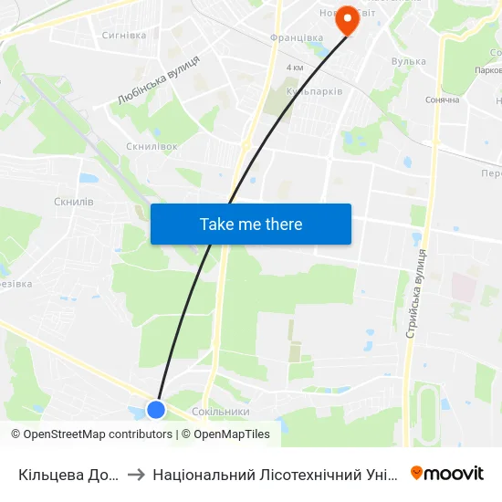 Кільцева Дорога to Національний Лісотехнічний Університет map