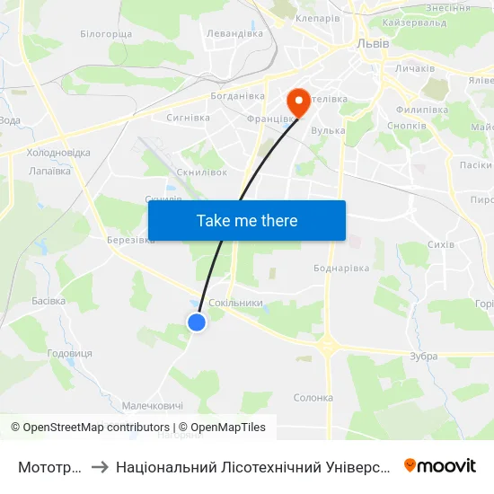 Мототрек to Національний Лісотехнічний Університет map