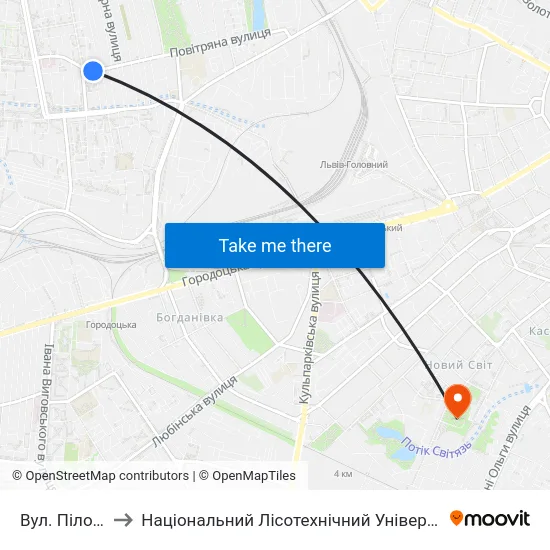 Вул. Пілотів to Національний Лісотехнічний Університет map