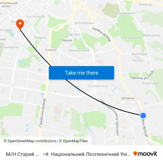 М/Н Старий Сихів to Національний Лісотехнічний Університет map