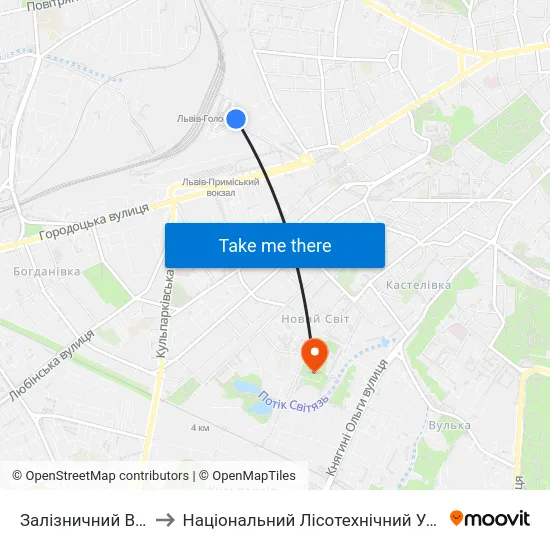 Залізничний Вокзал to Національний Лісотехнічний Університет map