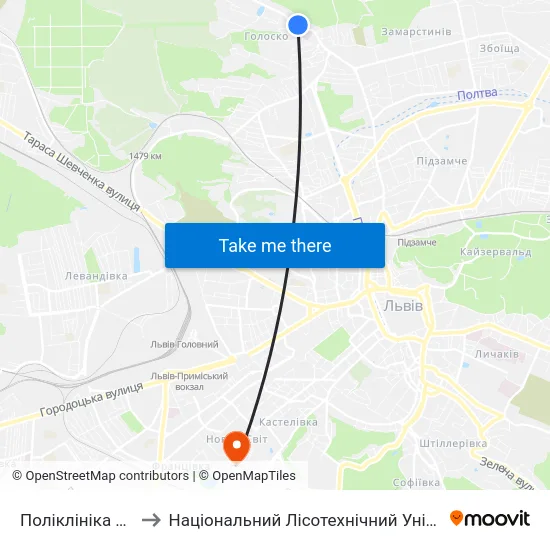 Поліклініка Умвс to Національний Лісотехнічний Університет map