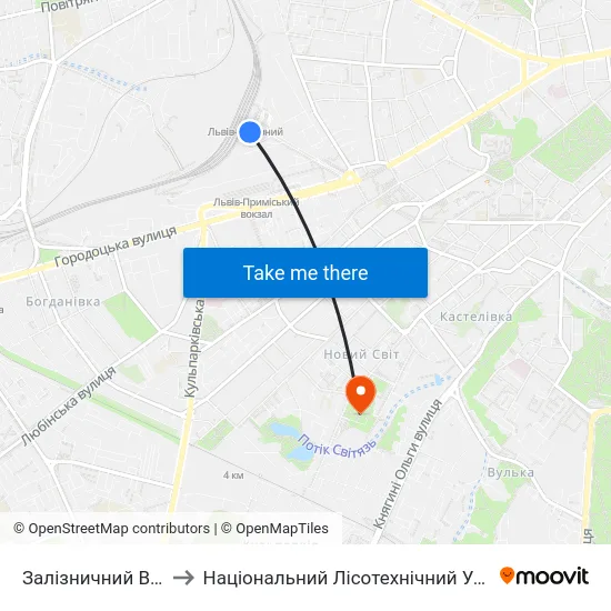 Залізничний Вокзал to Національний Лісотехнічний Університет map