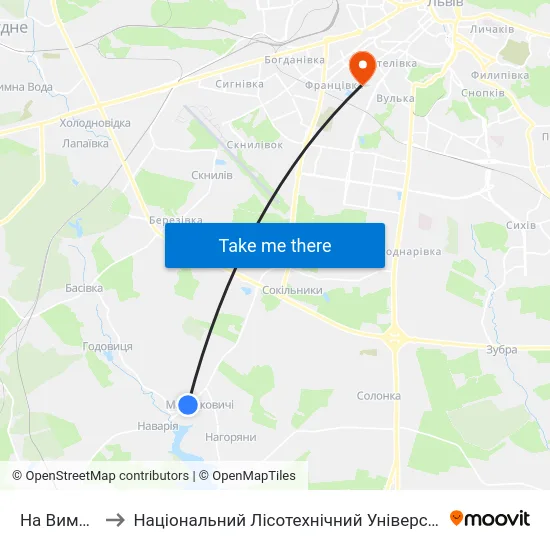 На Вимогу to Національний Лісотехнічний Університет map