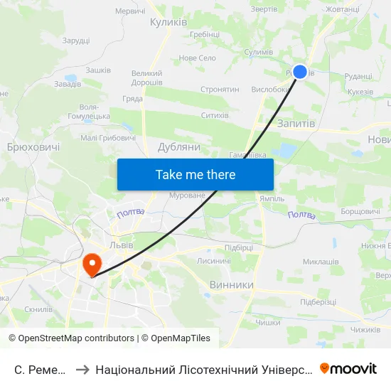 С. Ременів to Національний Лісотехнічний Університет map