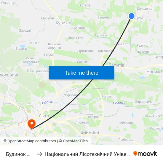 Будинок №58 to Національний Лісотехнічний Університет map