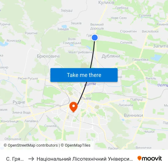 С. Гряда to Національний Лісотехнічний Університет map