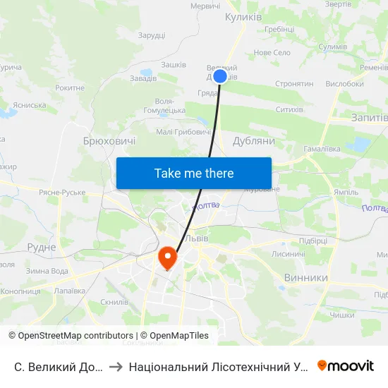 С. Великий Дорошів to Національний Лісотехнічний Університет map