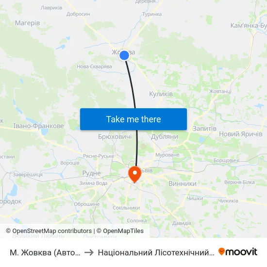 М. Жовква (Автостанція) to Національний Лісотехнічний Університет map