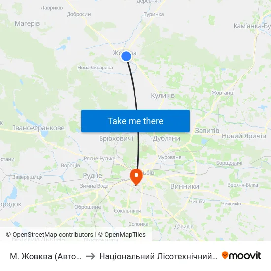 М. Жовква (Автостанція) to Національний Лісотехнічний Університет map