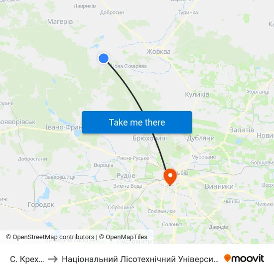 С. Крехів to Національний Лісотехнічний Університет map