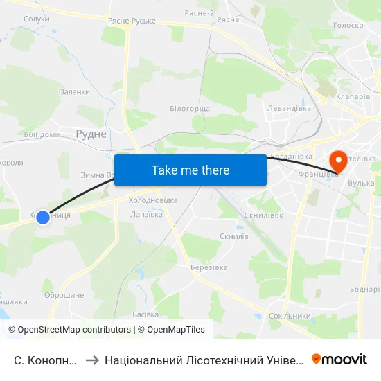 С. Конопниця to Національний Лісотехнічний Університет map