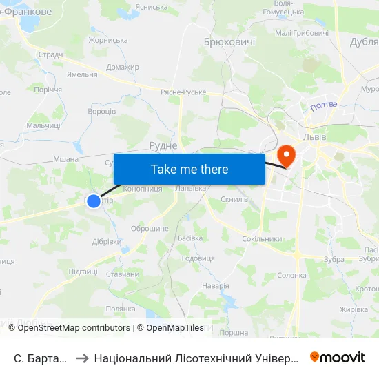 С. Бартатів to Національний Лісотехнічний Університет map