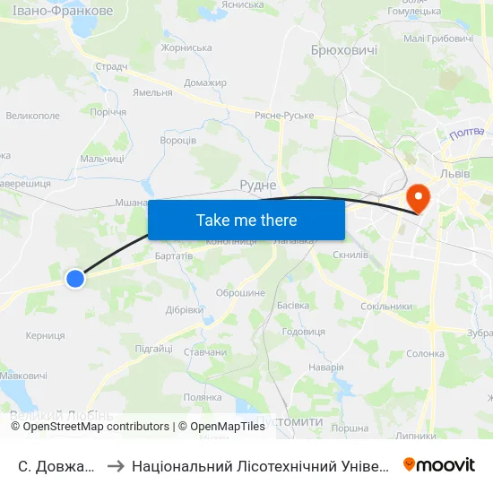 С. Довжанка to Національний Лісотехнічний Університет map