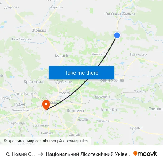 С. Новий Став to Національний Лісотехнічний Університет map