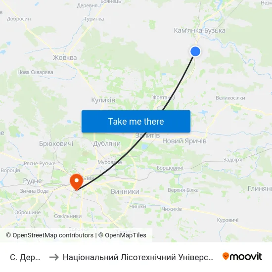С. Дернів to Національний Лісотехнічний Університет map