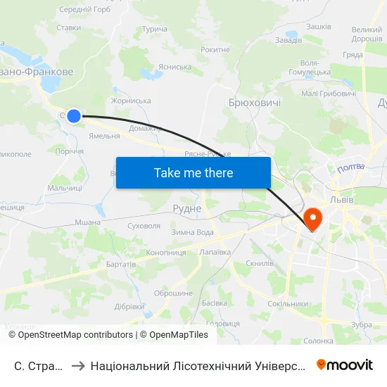 С. Страдч to Національний Лісотехнічний Університет map