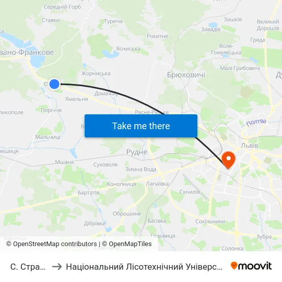 С. Страдч to Національний Лісотехнічний Університет map