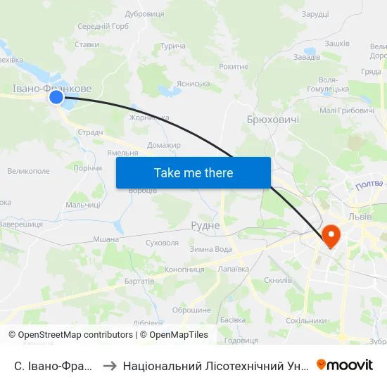 С. Івано-Франкове to Національний Лісотехнічний Університет map