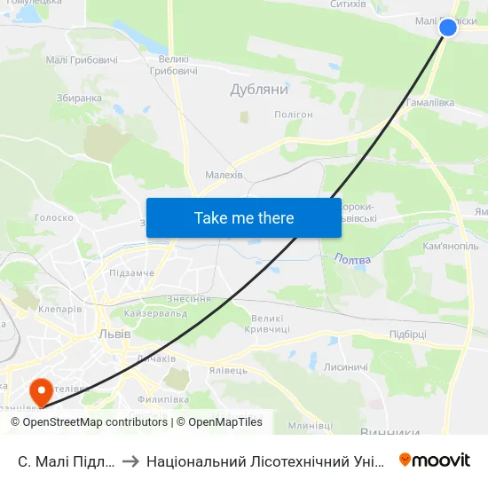 С. Малі Підліски to Національний Лісотехнічний Університет map