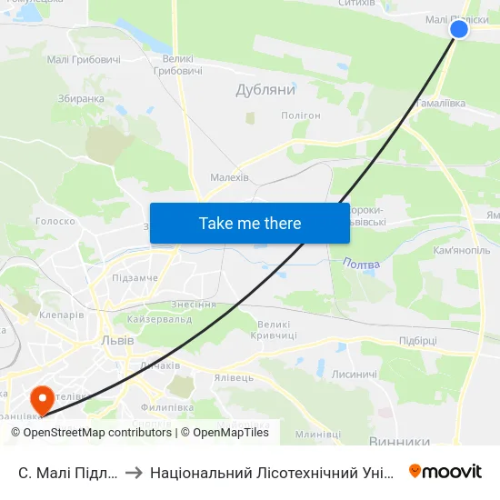 С. Малі Підліски to Національний Лісотехнічний Університет map