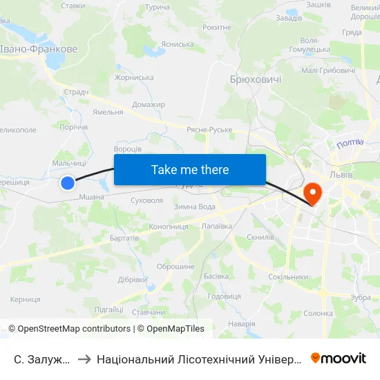 С. Залужжя to Національний Лісотехнічний Університет map