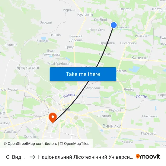 С. Виднів to Національний Лісотехнічний Університет map