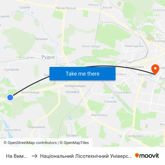 На Вимогу to Національний Лісотехнічний Університет map
