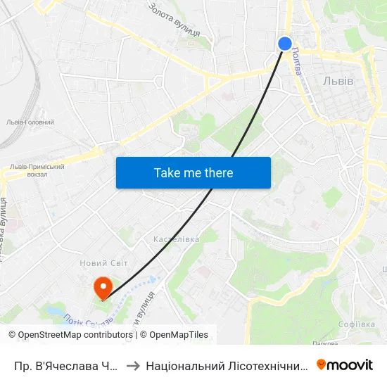 Пр. В'Ячеслава Чорновола to Національний Лісотехнічний Університет map