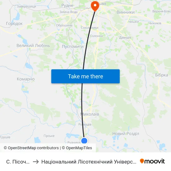 С. Пісочна to Національний Лісотехнічний Університет map