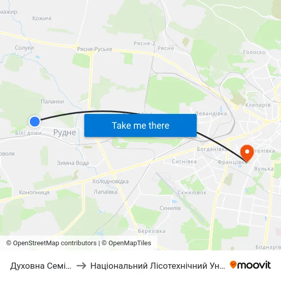 Духовна Семінарія to Національний Лісотехнічний Університет map