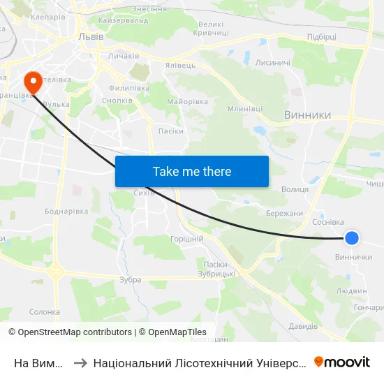 На Вимогу to Національний Лісотехнічний Університет map
