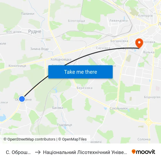 С. Оброшине to Національний Лісотехнічний Університет map