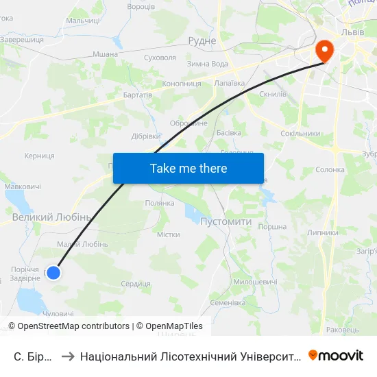 С. Бірче to Національний Лісотехнічний Університет map