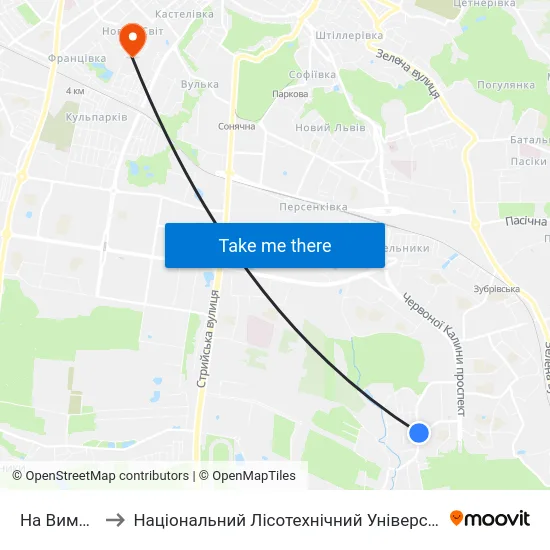На Вимогу to Національний Лісотехнічний Університет map