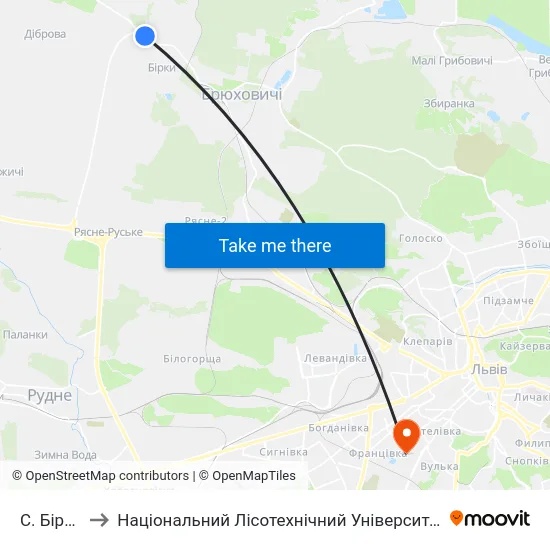 С. Бірки to Національний Лісотехнічний Університет map