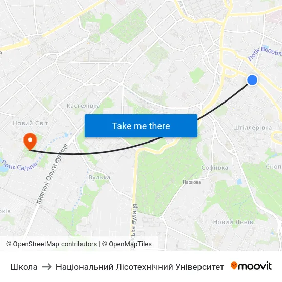 Школа to Національний Лісотехнічний Університет map