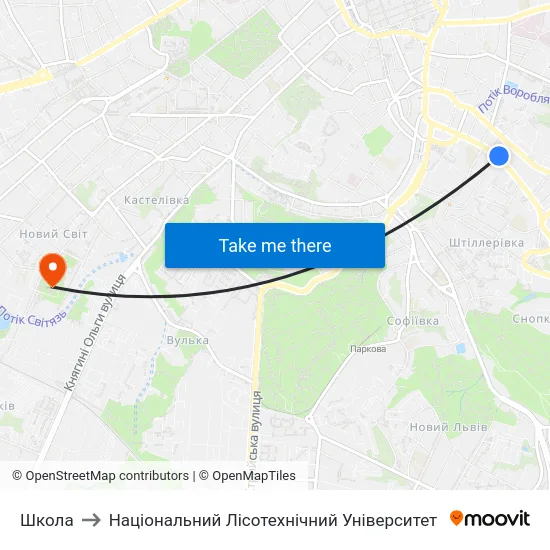 Школа to Національний Лісотехнічний Університет map