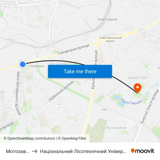 Мотозавод to Національний Лісотехнічний Університет map